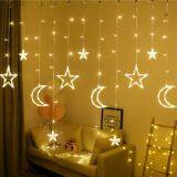 High Quality Outdoor Indoor Moon& Star Curtain Icicle String Lights Wholesale thumbnail-2