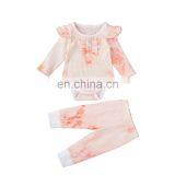 Flutter Sleeve Girls Romper And Pant Little Girl Outfit Sets Tie Dye Outfits thumbnail-4