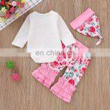 "Daddy's Princess Has Arrived" 2019 White Girls Bodysuits & Ruffle Pants & Hat 3pc Set thumbnail-4