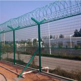 358 High Security Green Wire Mesh Fencing With Razor Wire