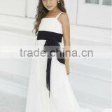 2014 New High Quality cute and elegant white A-Line Flower Girl Dress with the sash