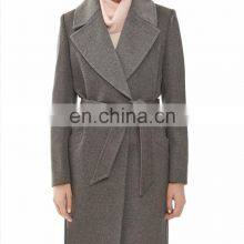Europe Fashion Cashmere Long Coats Woman Wear Wool Blend Coat Wholesale Coat With Belt thumbnail-2