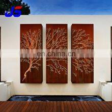 Corten Steel Garden Screen Laser Cut Outdoor Garden Privacy Art Metal Screens Panels Decorative Sheet Metal Panels Fence thumbnail-5