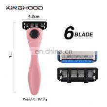 Reusable Metal Handle Pink Manual Face Customized 4 or 6 Blades Shaving Safety Razor thumbnail-3