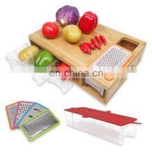 Large Bamboo Cutting Board With 4 Trays for Easy Food Prep and Cleanup thumbnail-3