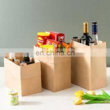 Custom Fast Food Restaurant Sandwich Food Takeaway Paper Carry Bag Brown Kraft Paper Bag Without Handle thumbnail-4