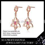 2015 Fashiondubai Latest Design 925 Stering Silver Rose Gold Plated Beautiful Flower Jewelry Set thumbnail-4
