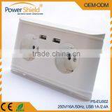 Type F Germany Deutschland 2 AC wall plugs charger + 2 USB Power Outlet 250V 16A with CE