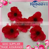 Wholesale 7 cm diameter crown and brooch making red fabric poppy flower head
