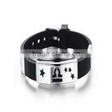 Engrave Metal Plate Silicone Bracelet Stainless Steel thumbnail-4