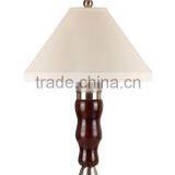 Modern Dark Wood 32.5"H Table Lamp With Bell Shade thumbnail-1