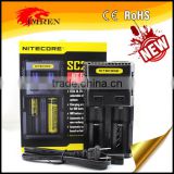 Newest Nitecore SC2 18650 battery charger super charge USB output 5V 2.1A 2 bay powered Li-ion Lifepo4 Ni-mh battery charger