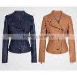Made In Pakistan Standard Design Practical Ladies Pu Leather Jacket,Wholesale for Women Ladies Casual PU Leather Jacket thumbnail-2