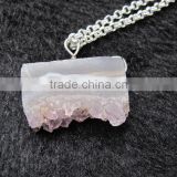 Fashion best sell knotted druzy necklace with crystal embryo