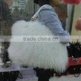 Classy White Ladies Sheep Fur Shoulder Bag / Real Fur Handbags