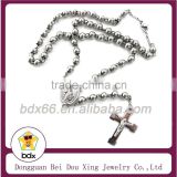 High Quality Catholicism Rosary Jewelry Stainless Steel 6MM Rosary Bead Crucifix Prayer Necklace With Virgin Mary & Jesus Cross