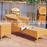Hot Sale Outdoor Furniture All Weather Rattan Chaise Lounge With Side Table Beach Chair