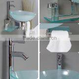 Wall Mounted Glass Vanity With Stainless Steel Shelf thumbnail-2