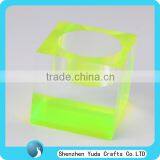 Fluorescent Green Clear Acrylic Cubic Tea-light Holder