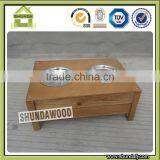 SDD02 Wooden Pet Product Dog Feeders Pet Feeders With Stainless Steel Bowls Design thumbnail-1