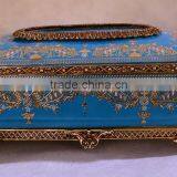 Brass Decorative Blue Color Gold Painting Ceramic Tissue Box thumbnail-1