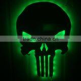 3D Punisher Mask Mirror Light, Halloween Decorative LED Colorful Remote Control Switch Lamp, Skull Decorative Wall Light Mirror thumbnail-1