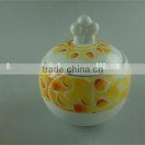 Stock Ceramic Sugar Pot With Lid and Beautiful Decal thumbnail-1