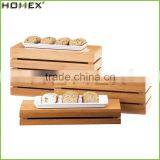 Bamboo Rectangle Crate Riser Food Display Rack Homex BSCI/Factory thumbnail-1