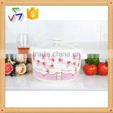 9" Porcelain Round Microwave Saucepan With Glass Lid thumbnail-1