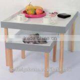 WHITE/GREY/NATURAL S/2 SQUARE MDF/WOODEN NEST TABLE thumbnail-1