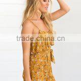 Spaghetti Strap Floral Printed Tie Waist Adult Sexy Women Rompers thumbnail-5