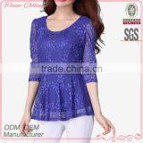 OEM ODM Factory Direct Manufacture High Fashion Elegant Long Sleeves Round Neck Women Net Tops thumbnail-1