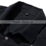 Wholesale Mens Black Short Sleeve Cotton New Model Shirt With Embroidery Logo thumbnail-5