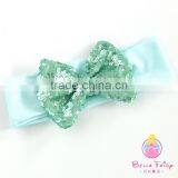 Baby Headband Stripes Fabric With Sequin Bows Headbands for Babies thumbnail-5