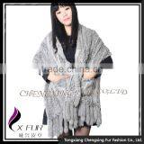 CX-B-01D 2016 Wholesale Stock Knitted Pocket Scarf Rabbit Fur Lady Fur Shawl thumbnail-4