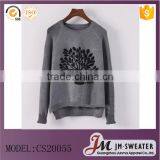 New Fashion Knitwear 12GG Pullover Grey Color Christmas Tree Sweater Designs for Women thumbnail-1