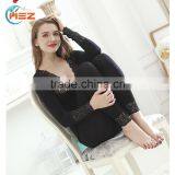 Hsz-TU004 V-neck Cotton Lace Top Ladies Sexy Slim Top Hot Sale Breathable Long Thermal Underwear thumbnail-4