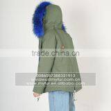 Myfur Luxury High Quality Faux Fur Lining Raccoon Fur Hooded Mini Parka Jackets thumbnail-6
