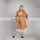 Myfur Factory Wholesale Wool Coat With Detachable Red Fox Fur Collar and Fox Fur Cuff Wool Fur Jacket thumbnail-6