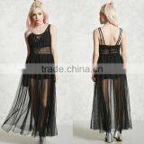 New Arrival OEM Fashion Summer Lace Chffion Strapped Sexy Black Dress Women Casual thumbnail-1