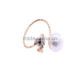 Gold-plated Rhinestone Dolphin Pearl Knuckle Fingers Rings thumbnail-1