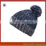 High Quality Hand-knitted Winter Cap Thick Knitting Wool Beanie Hat With Pom Pom thumbnail-2