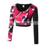 Hot Sexy Fashion Design Camo Print Quick Dry Long Sleeves Gym Wear T-shirt Women thumbnail-1