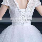 LSO021 Wedding Gown Classic Short Sleeves With Bow at Front White Dresses for Girls thumbnail-3