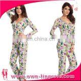 2016 Summer New Printed Floral Ladies Deep-v-shaped Jumpsuit thumbnail-2