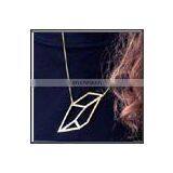 Long Chain Brass Abstract Pattern Necklace thumbnail-1