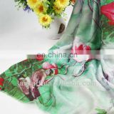 green color lotus pattern digital printing wool scarf