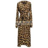 LAITE D2125 Women Autumn Casual Dresses Ladies Leopard Printed Dresses With Belt Women Plus Size Dresses thumbnail-5