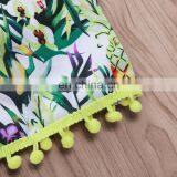 2019 Summer Girls Palm Leaf Pineapple Cardigan Tops t Shirt & Shorts 2pc Short Sleeve Kids Cardigan Set thumbnail-4