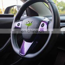 Carest Model3 Car Steering Wheel Interior Trim For Tesla Model Y 3 Decorative Accessories Starry Sky Gradient Model Three 2020 thumbnail-3